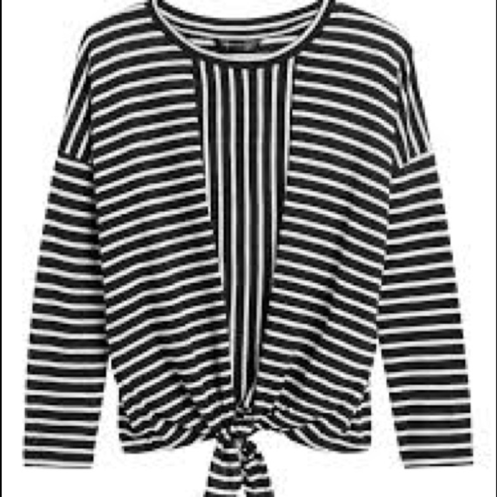 Slub tie-front striped tee